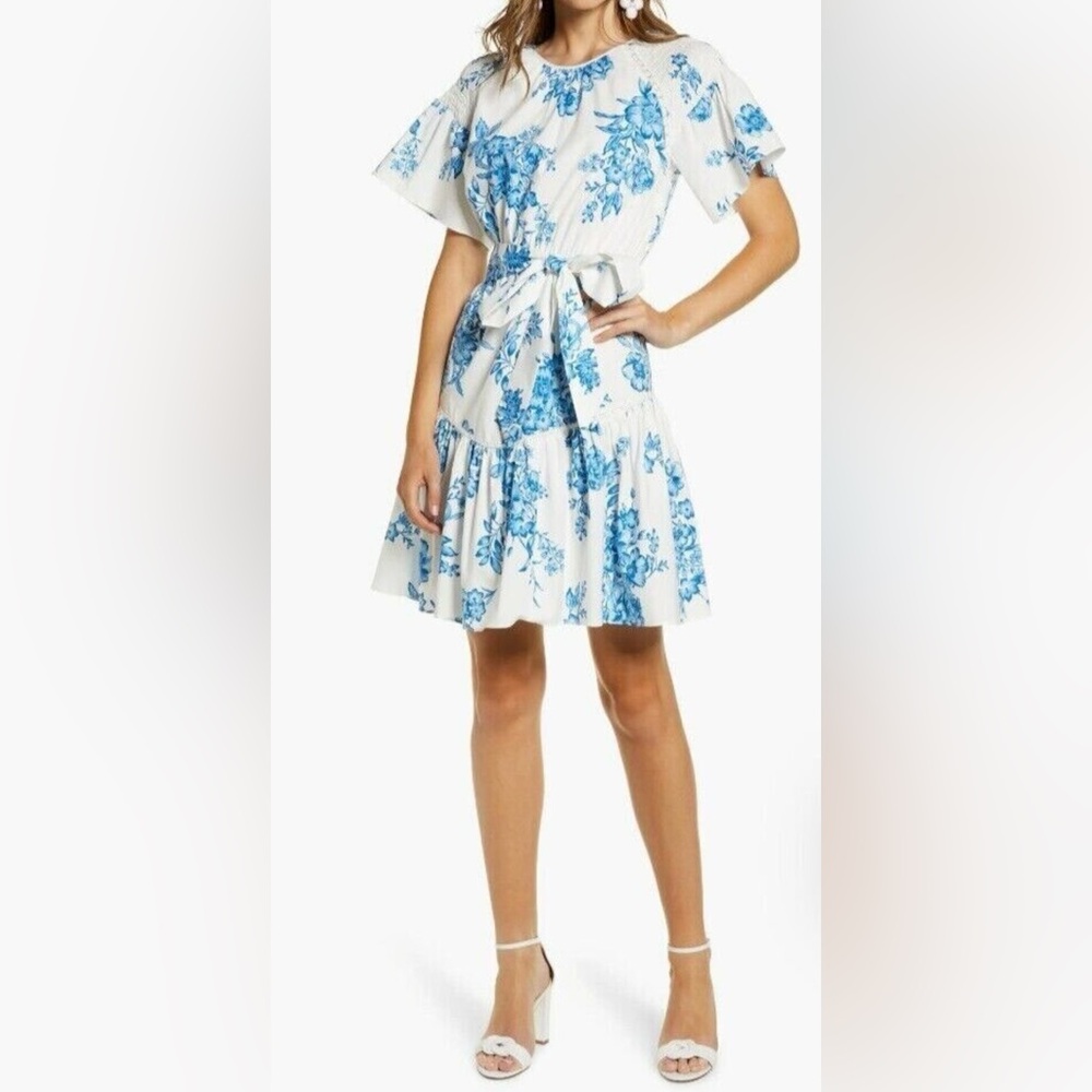 Elegant Blue Floral Rachel Parcell Dress